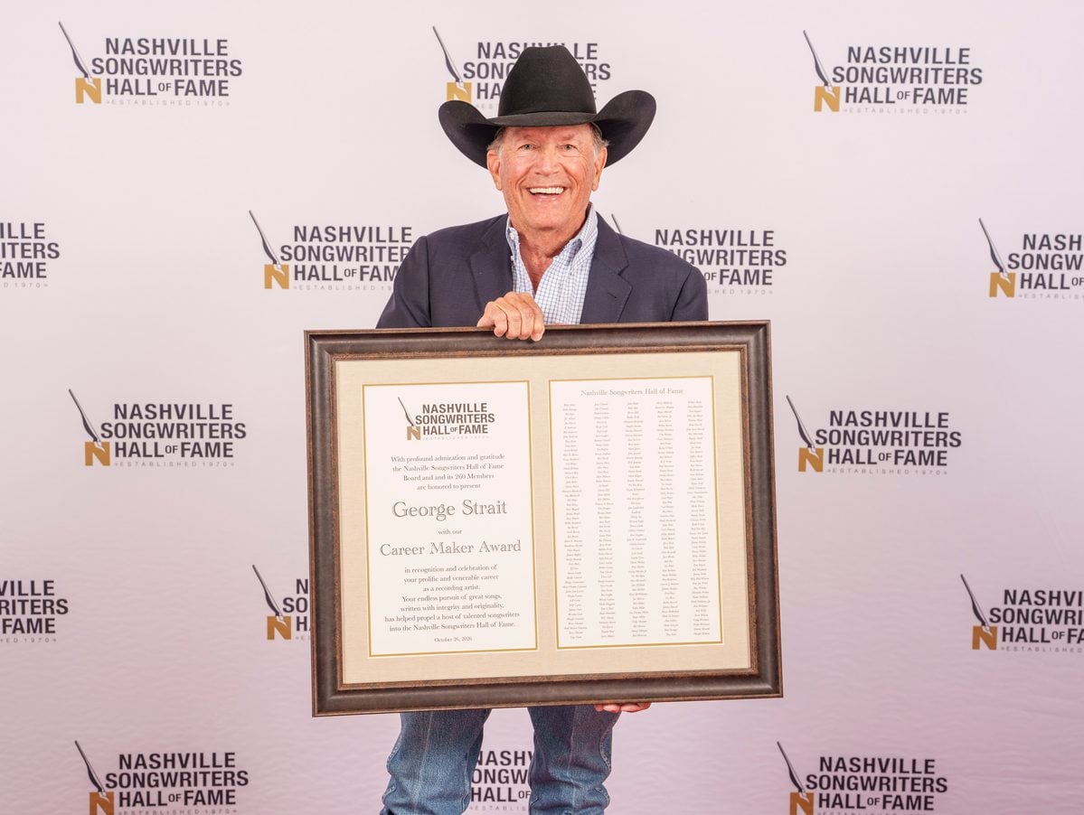 George Strait at the Nashville Songwriter’s Hall of Fame ceremony on Monday, Oct. 26, accepting the Career Maker Award