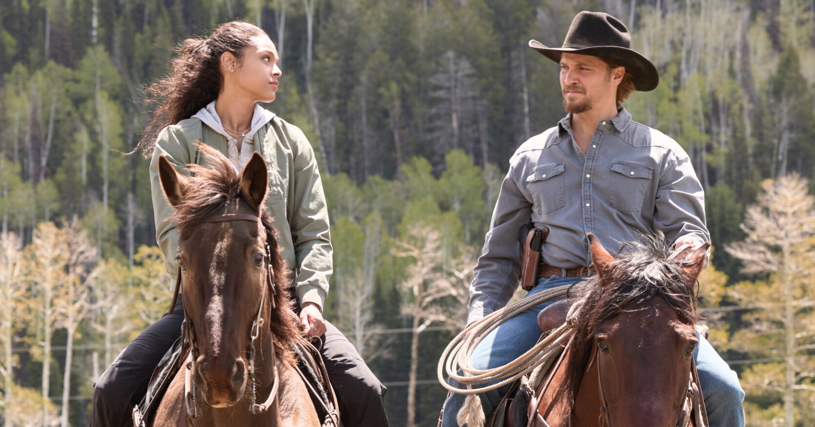 Ash Santos as Andrea and Luke Grimes as Kayce Dutton in Season 2 of Marshals, is there a romance between their characters are they a couple?